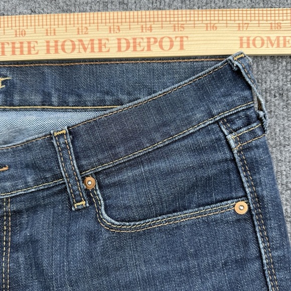 Old Navy The Flirt Boot Cut Dark Blue Denim Jeans 31" L Mid Rise Stretch Sz 12 - Picture 14 of 16